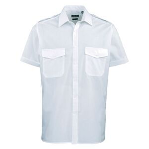 Premier Mens Short Sleeve Pilot Plain Work Shirt / Light Blue